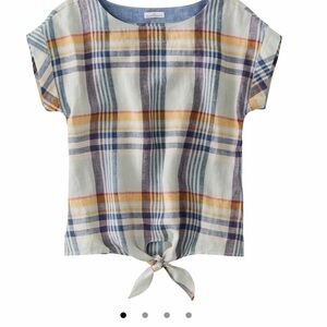 Plaid Signature Linen Ladies Top, LLBean